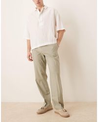 ASOS - Smart Straight Leg Linen Blend Trousers - Lyst