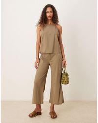 Mango - Linen Mix Elasticated Waist Wide Leg Trouser Co-ord - Lyst