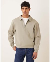 ASOS - Boxy Relaxed Quarter Zip Sweatshirt With Collar - Lyst
