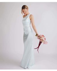 Six Stories - One Shoulder Satin Ruched Bridesmaid Dress - Lyst