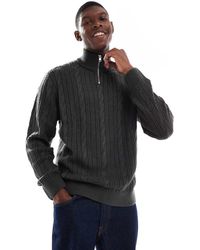 JJ Rebel - Cable Knit 1/4 Zip Jumper - Lyst