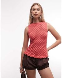 Reclaimed Vintage - Crochet Knitted Top With Frill Hem - Lyst