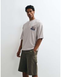 ASOS - Boxy Oversized Henley T-Shirt With La Embroidery - Lyst