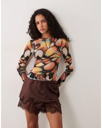AFRM - Kaylee Mesh Crew Neck Long Sleeve Top - Lyst