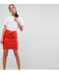 ASOS Minigonna a tulipano in pelle sintetica zigrinata - Rosso