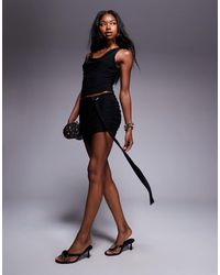 Missy Empire - Double Sculpted Slinky Metal Detail Knot Drape Mini Skirt Co-ord - Lyst