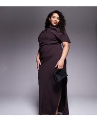 ASOS - Asos Design Curve High Neck Drape Bodice Cape Maxi Dress - Lyst