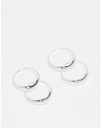 TOPSHOP - Remy Pack Of 4 Molten Wishbone Rings - Lyst