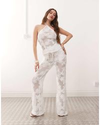 Amy Lynn - Cici Wide Leg Flare Crochet Trousers Co-ord - Lyst