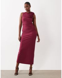 Y.A.S - Slinky Ruched Maxi Dress With Rosette - Lyst