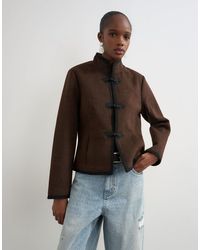 TOPSHOP - Boucle Short Mandarin Jacket With Frogging - Lyst