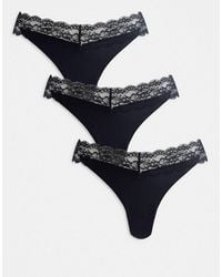 ONLY - 3 Pack Lace Trim Seamless Thong - Lyst