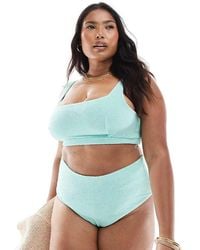 ASOS - Asos Design Curve Charlene Textured Square Neck Crop Bikini Top - Lyst