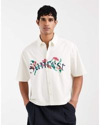 ASOS - Boxy Oversized Shirt With Chest Print - Lyst