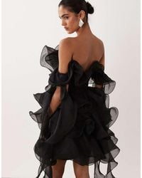 ASOS - Textured Organza Wired Ruffle Off Shoulder Mini Dress - Lyst