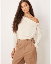ASOS - Modal Long Sleeve Top With Bubble Hem & Knot Detail - Lyst