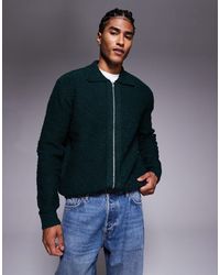 ASOS - Relaxed Knit Boucle Zip Through Cardigan - Lyst