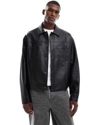 ASOS - Faux Leather Harrington Jacket - Lyst