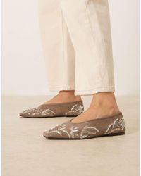 ASOS - Lupin Premium Embroidered Chisel Toe Ballet Flats - Lyst