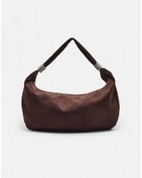 Stradivarius - Sac en imitation daim avec anneaux - marron - Lyst