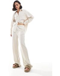 Mango - Linen Look Straight Leg Co-Ord Trousers - Lyst