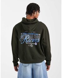 ASOS - Dropped Shoulder Boxy Hoodie With Racers Text Print - Lyst