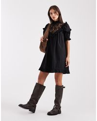 Miss Selfridge - Lace Detail Mini Dress - Lyst