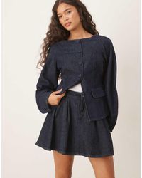 ASOS - Denim Pleat Mini Skirt Co-ord - Lyst