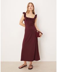 ASOS - Frill Front And Straps Midi Dress - Lyst