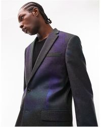 TOPMAN - Premium Limited Edition Boxy Slim Two Button Printed Wool Mix Spacedye Suit Jacket - Lyst