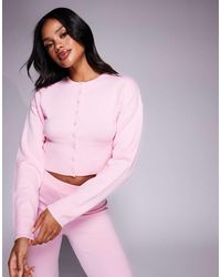 Aria Cove - Structured Ribbed Waist Cropped Cardigan - Lyst