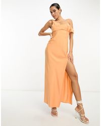 ASOS - Satin Fallen Shoulder Cowl Maxi Dress - Lyst