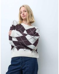 Vero Moda - Oversized Argyle Knitted Jumper - Lyst