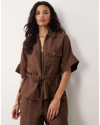 Mango - Safa Linen Mix Short Sleeve Tie Waist Jacket Co-Ord - Lyst