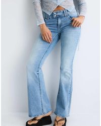 Stradivarius - Embroidered Bell Bottom Jeans - Lyst