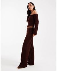 ASOS - Brushed Rib Knit Wide Leg Pants - Lyst