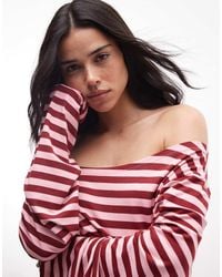 Collusion - Long Sleeve Off The Shoulder Stipe Top - Lyst
