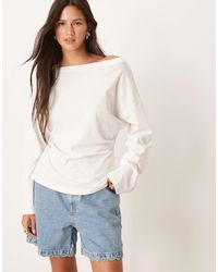 ASOS - Long Sleeve Off Shoulder Corset Waist Tee - Lyst