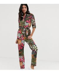 ASOS Asos Design Tall Tropical Print Boilersuit - Multicolor
