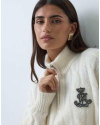 Ralph Lauren - Chest Crest Quarter Zip Cable Knit Jumper - Lyst
