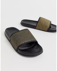 ASOS Tech Sliders In Black With Tape Straps for Men - Save 27% - Lyst