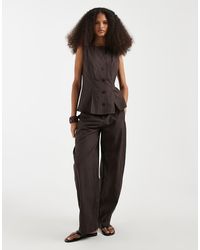 Vero Moda - Linen Look Tailored Wide Barrel Trousers Co-ord - Lyst