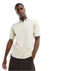 ASOS - Knitted Midweight Cotton Half Zip Polo - Lyst