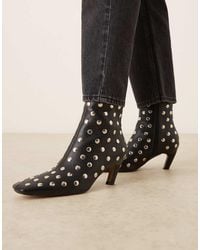 ASOS - Botines Negros Con Puntera Fina Cuadrada Y Tachuelas Raye De - Lyst