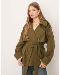 ASOS - Oversized Short Trench Coat With Belt - Lyst
