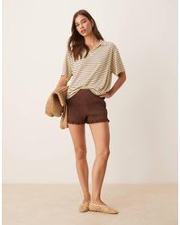 ASOS - Shirred Lace Trim Micro Shorts - Lyst