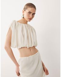 SNDY'S - Chiffon Heavy Drape Detail Cropped Top - Lyst