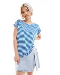 Vero Moda - Camiseta Azul Claro Y Blanca A Rayas Extragrande De - Lyst