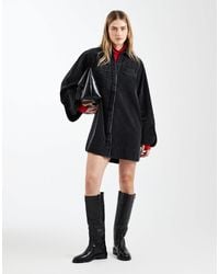 ASOS - Cord Mini Shirt Dress With Wide Cuffs And Oversized Pockets - Lyst