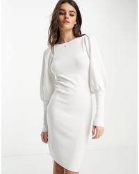 French Connection - Volume Sleeve Knitted Midi Dress - Lyst